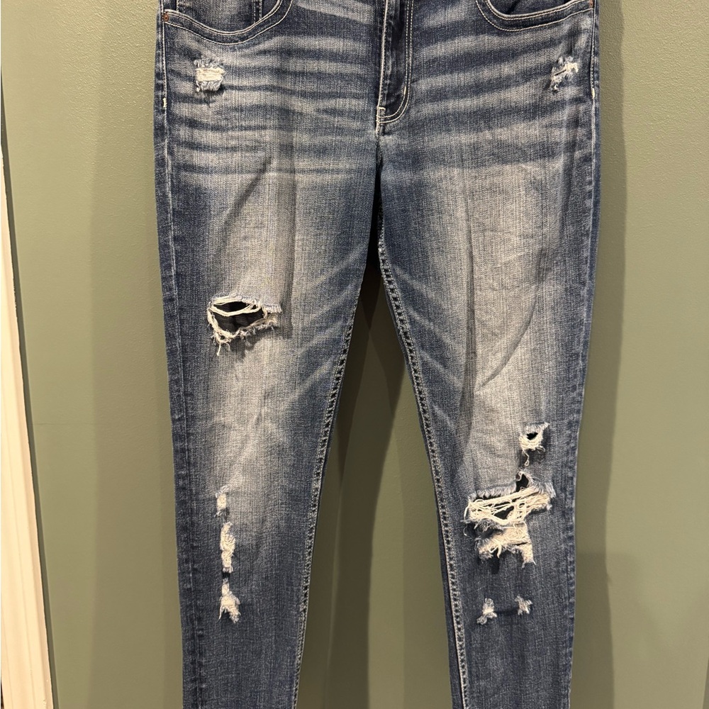 BKE Women's Distressed Skinny Jeans - Blue
